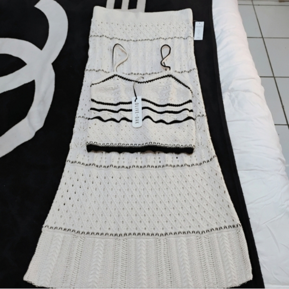 Crochet Spaghetti Strap skirt &Top Set